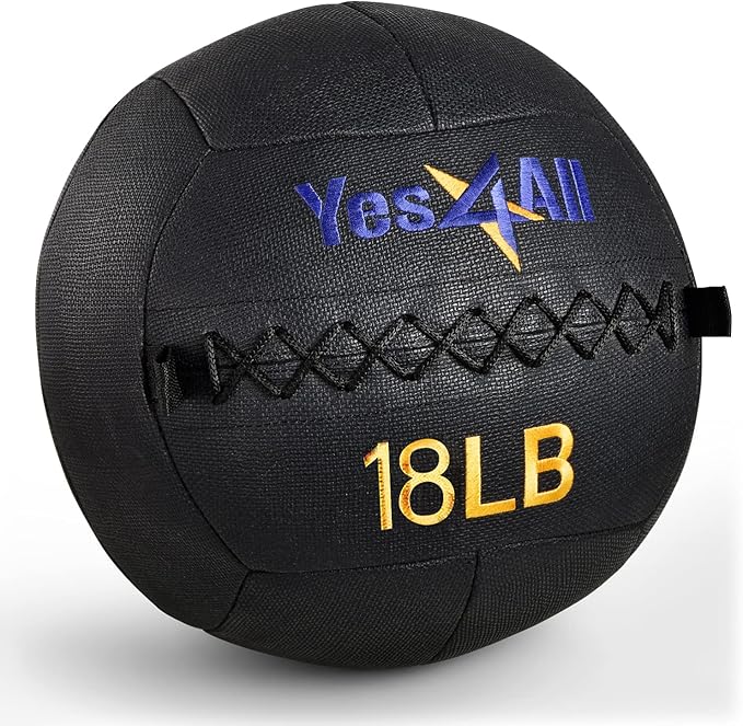 Yes4All 18lb Wall Ball – Soft Weighted Medicine Ball for Functional Fitness