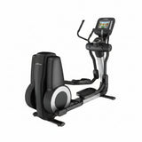 A commercial gym cardio floor layout featuring a row of Life Fitness 95X elliptical crosstrainers with SI consoles ready for facility use.
