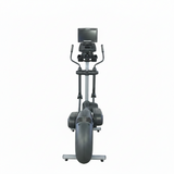 Full studio profile view of a Life Fitness CLSX Club Series commercial elliptical crosstrainer with the classic amber LED console display