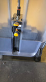  Side profile of the Precor Discovery Glute Extension showing the 160 lb shrouded weight stack and the long movement arm for proper muscle activation.
